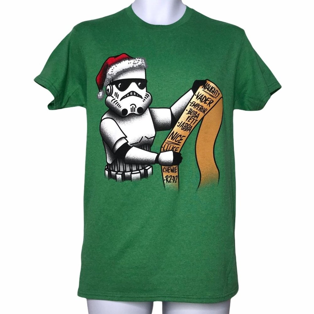 NWT Delta Star Wars Santa Clone Trooper Checking List Christmas Tee S